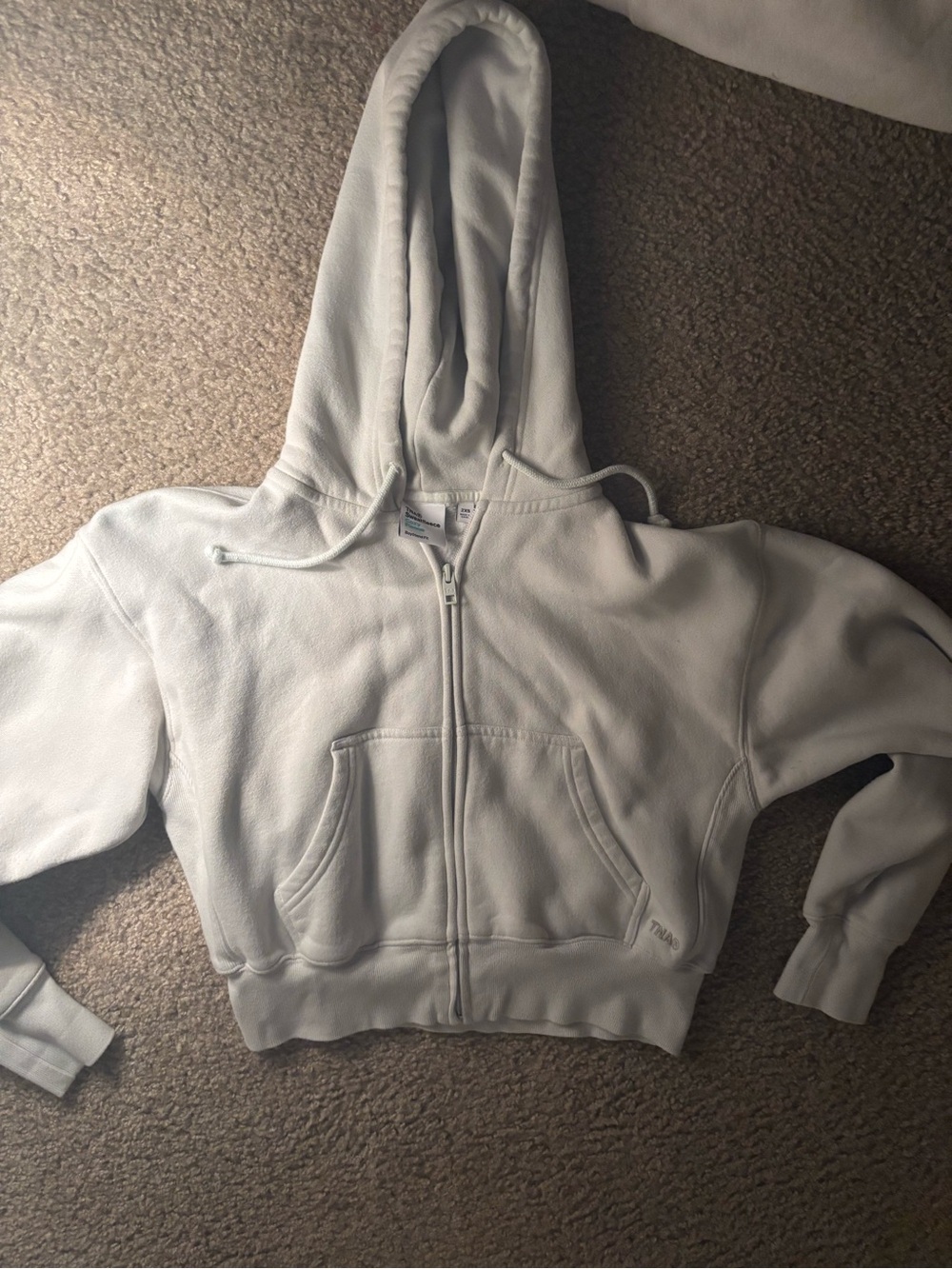 Aritzia Light Gray Zip-Up Hooded Sweatshirt